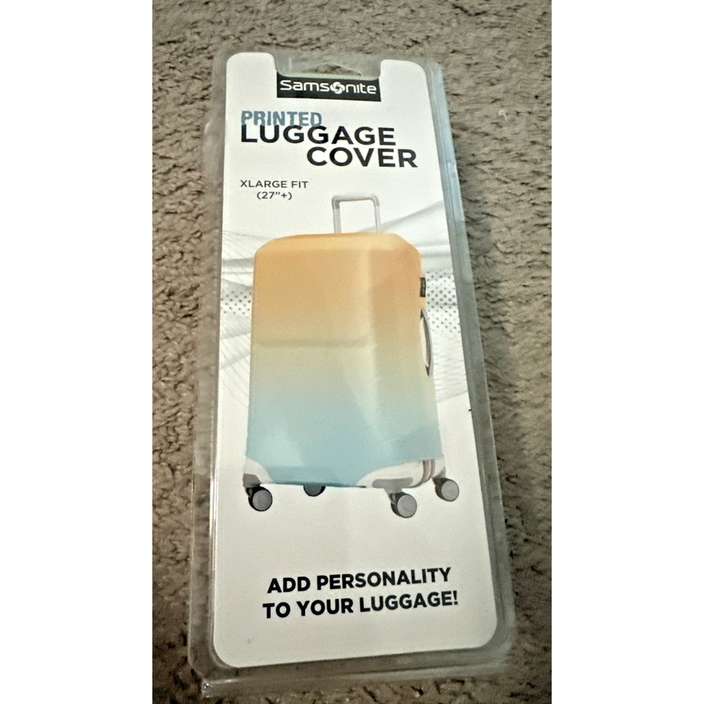 Samsonite Size XL Printed Luggage COVER Fits 27"+ Suitcase Blue Orange Ombré NEW